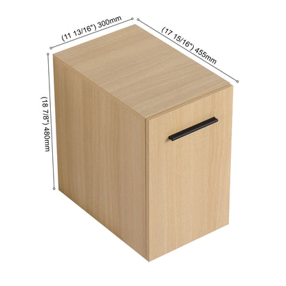Floating Bathroom Vanity Single Door Base Cabinet, Wall Mounted Storage - Light Oak