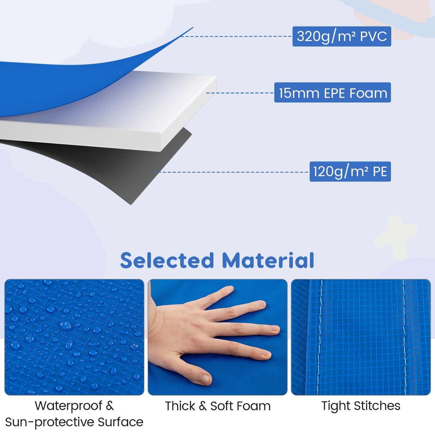 8-16 FT Trampoline Pad Replacement Safety Pad with Fixing Straps (Multicolor)