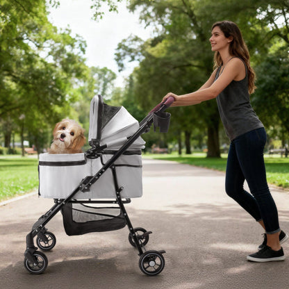 4-Wheel Foldable Pet Stroller for Dogs and Cats