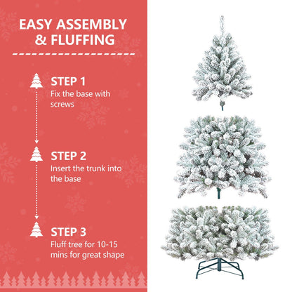 4FT Flocked Christmas Tree with Pine Cones and Snowy PVC Design
