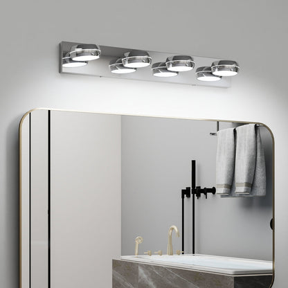 Modern Chrome LED Vanity Light Bar | 3/4/5/6-Light Bathroom Fixture over Mirror for Makeup & Daily Use