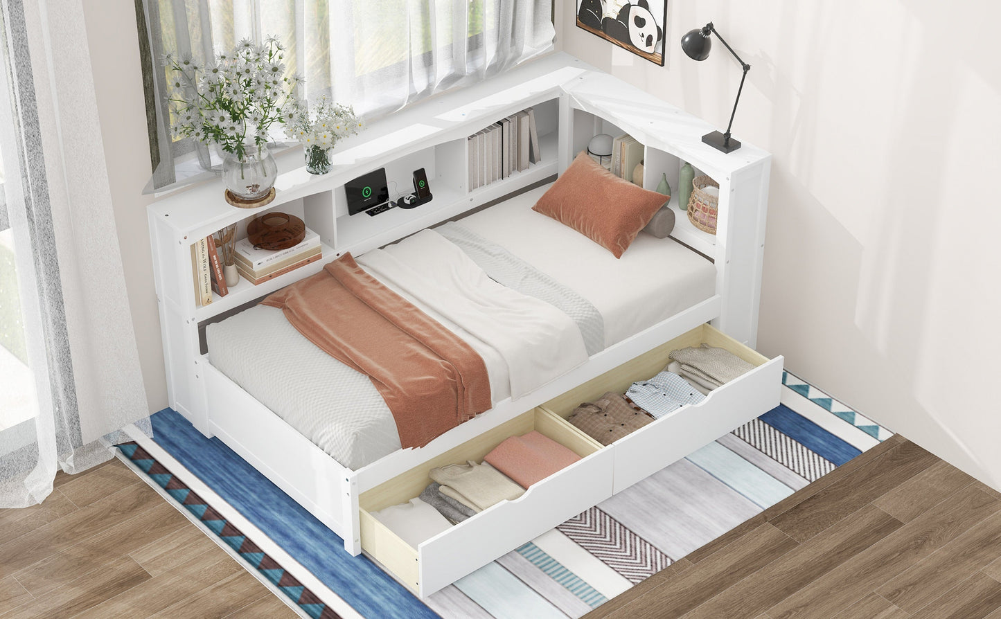Twin Size Daybed with Two Storage Drawers and USB Ports