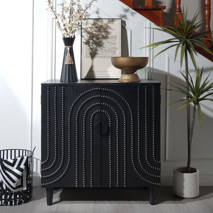 2 Door Storage Cabinet With Adjustable Shelf - Black