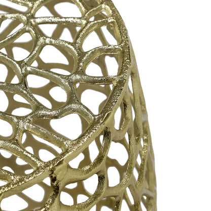 Aluminum Drum End Table with Intricate Design in Gold