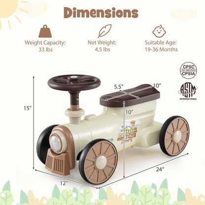 Ride on Toy with Steering Wheel and Train Whistle Sound Button