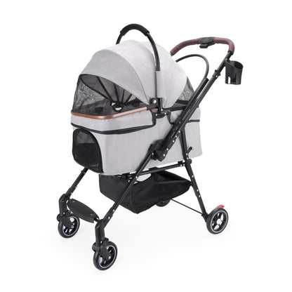 4-Wheel Foldable Pet Stroller for Dogs and Cats