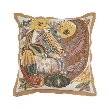 Embroidered Cornucopia Pillow