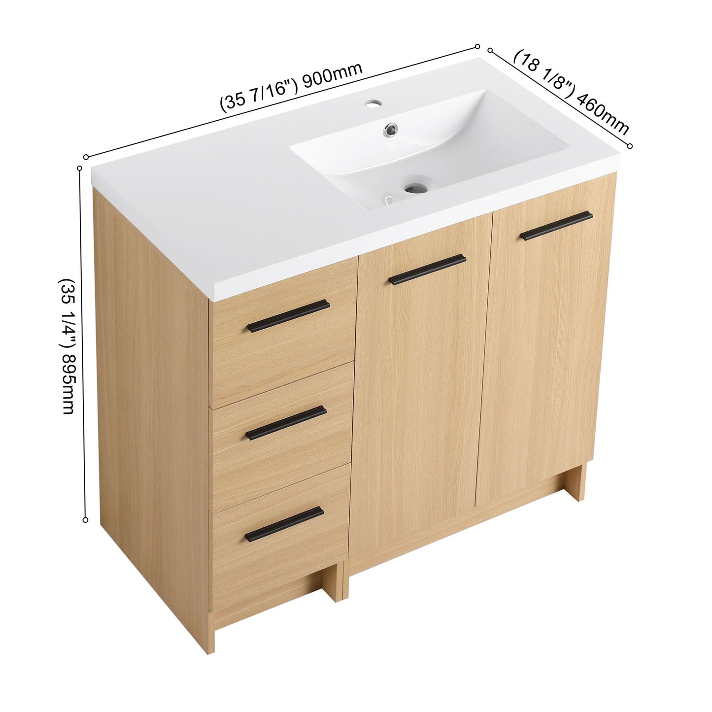 Wall Mounted Floating Bathroom Vanity With Sink, Door & Drawers Modular Cabinet