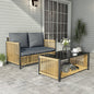 Outdoor PE Wicker 2-Seater Sofa Set with Grey Cushions and Table