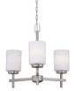 18"W 3-Light LED Chandelier Light Fixture Brushed Nickel Finish with Frosted Opal Glass Shades