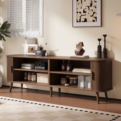 70" TV Stand, Media Center With Ample Storage - Dark Brown
