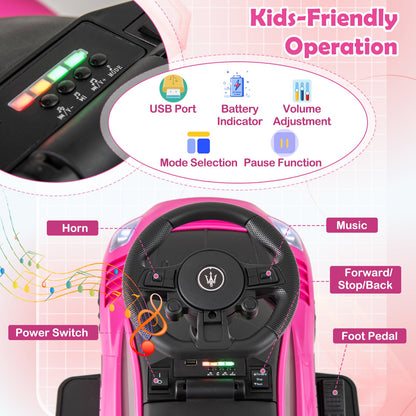 6V Electric Kids Ride on Push Car Maserati Licensed with Foot Pedal and Music