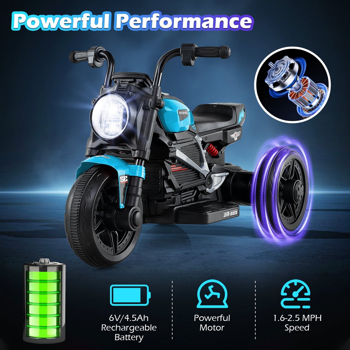 6V Kids Electric Motorcycle with LED Headlight and Music for Toddlers Aged 3-5
