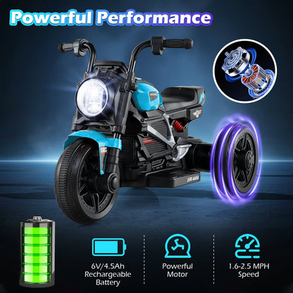 6V Kids Electric Motorcycle with LED Headlight and Music for Toddlers Aged 3-5