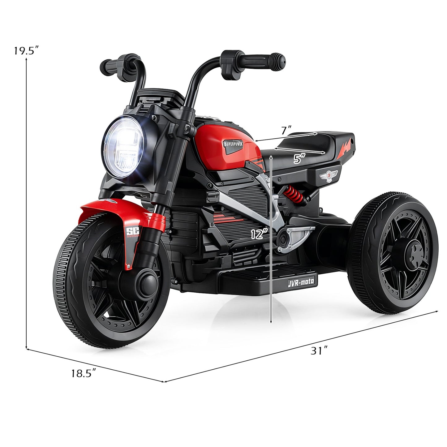 6V Kids Electric Motorcycle with LED Headlight and Music for Toddlers Aged 3-5