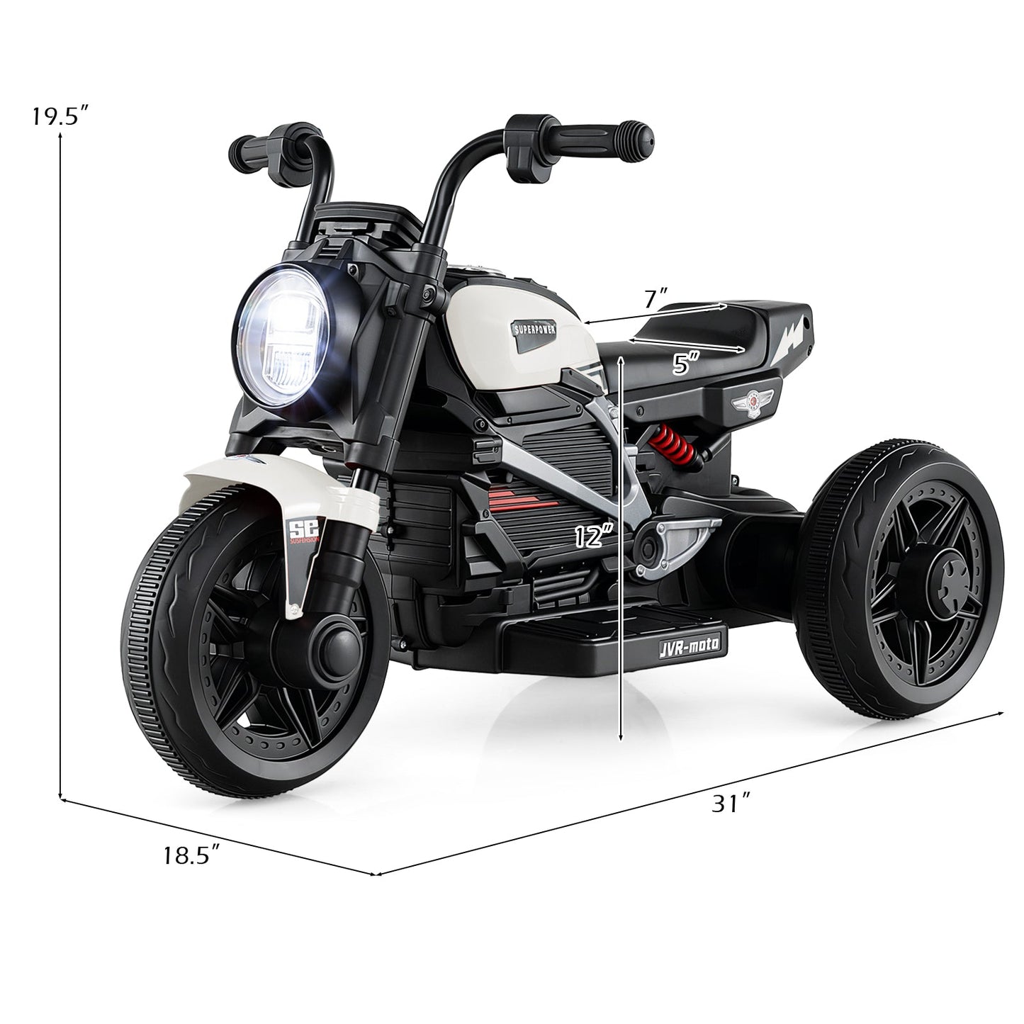 6V Kids Electric Motorcycle with LED Headlight and Music for Toddlers Aged 3-5