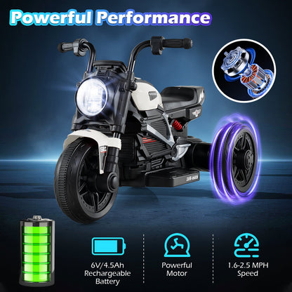 6V Kids Electric Motorcycle with LED Headlight and Music for Toddlers Aged 3-5