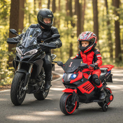 6V Kids Motorcycle with Headlights Music and Detachable Training Wheels