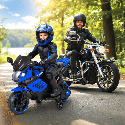 6V Kids Motorcycle with Headlights Music and Detachable Training Wheels