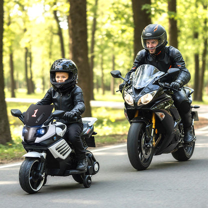6V Kids Motorcycle with Headlights Music and Detachable Training Wheels