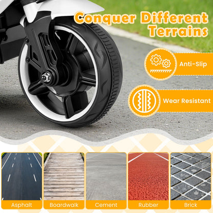 6V Kids Motorcycle with Headlights Music and Detachable Training Wheels