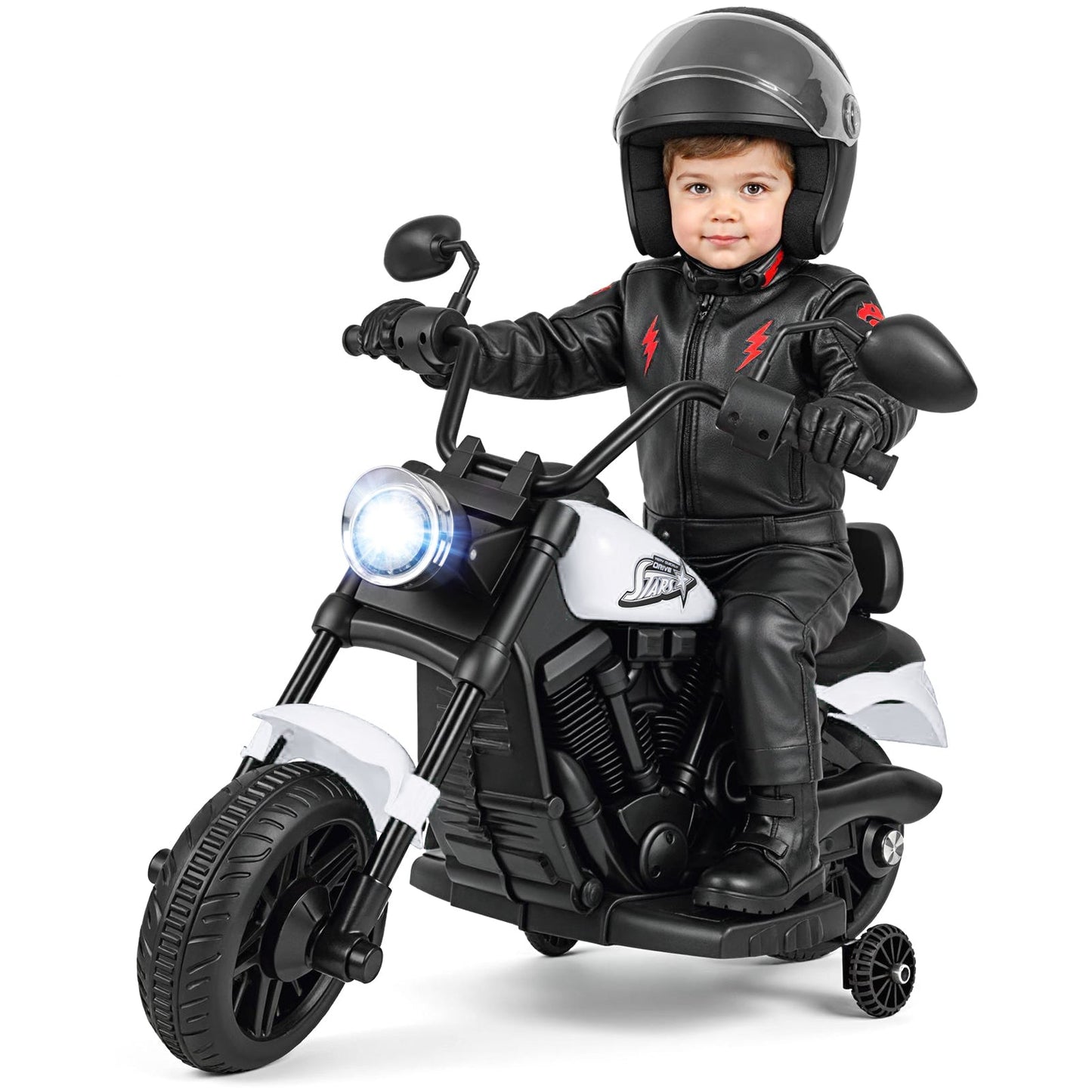 6V Kids Motorcycle with Headlight and Music and Training Wheels