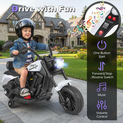 6V Kids Motorcycle with Headlight and Music and Training Wheels