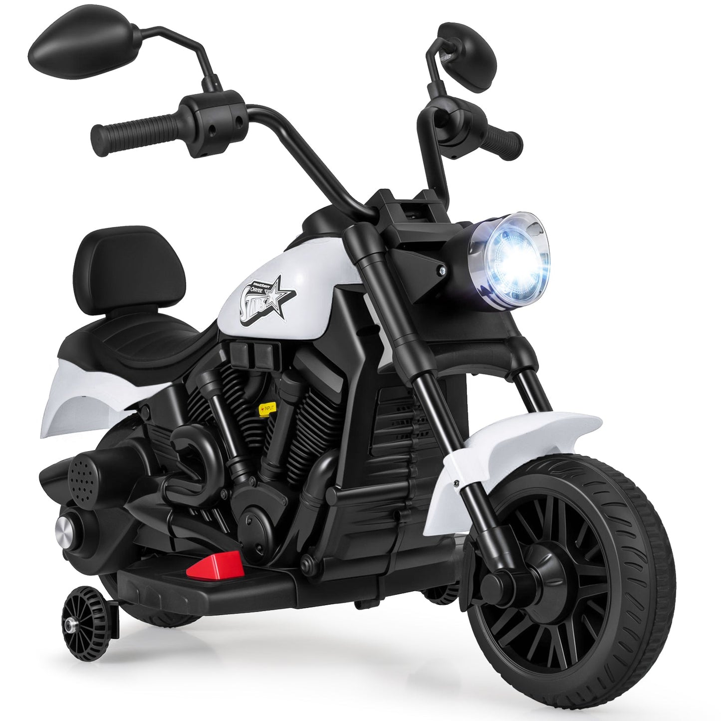 6V Kids Motorcycle with Headlight and Music and Training Wheels
