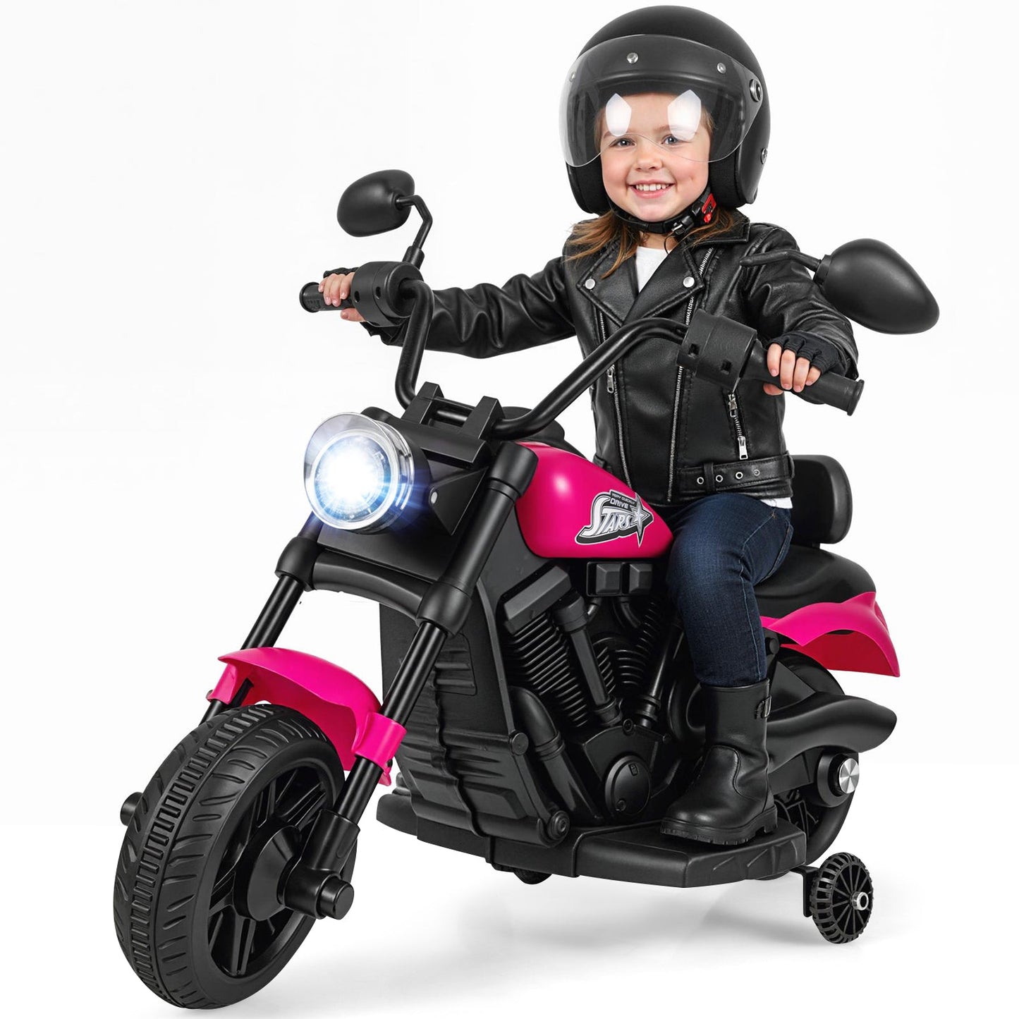 6V Kids Motorcycle with Headlight and Music and Training Wheels