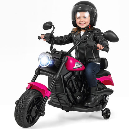 6V Kids Motorcycle with Headlight and Music and Training Wheels