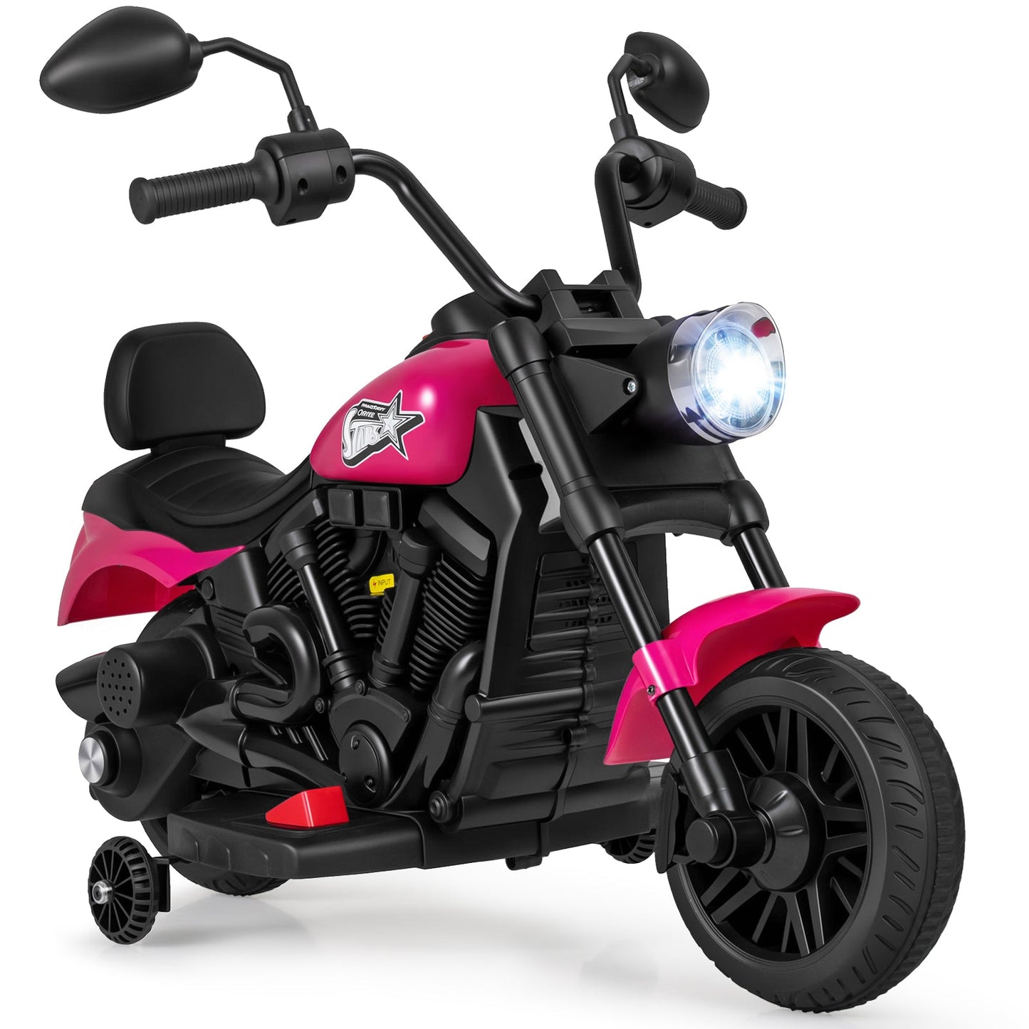 6V Kids Motorcycle with Headlight and Music and Training Wheels