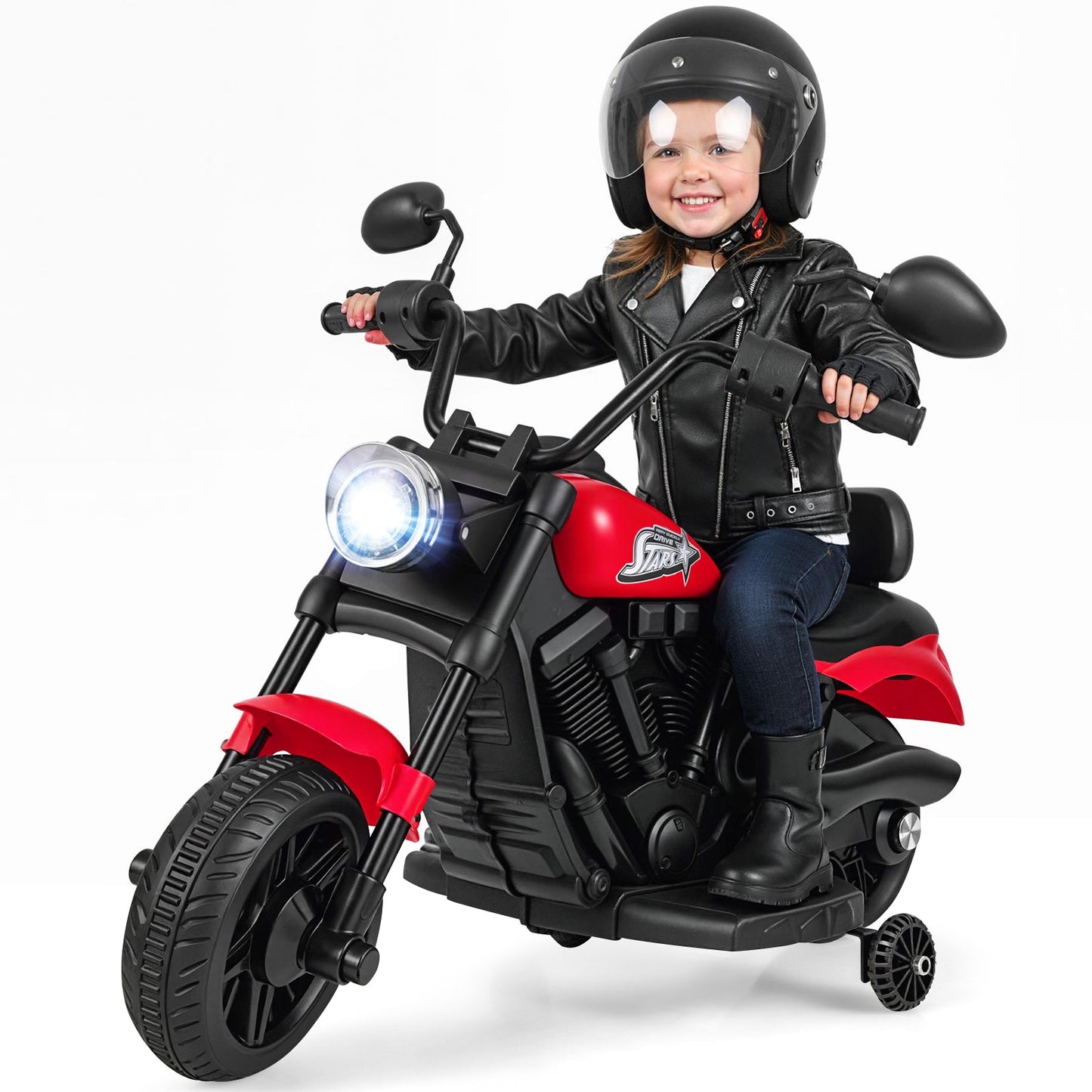 6V Kids Motorcycle with Headlight and Music and Training Wheels