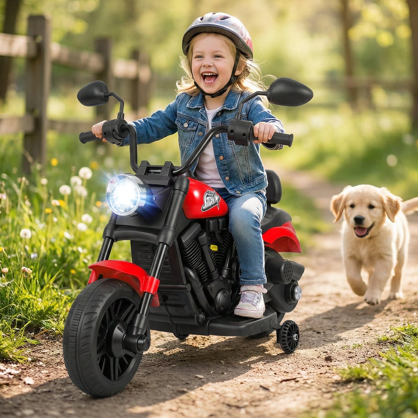 6V Kids Motorcycle with Headlight and Music and Training Wheels