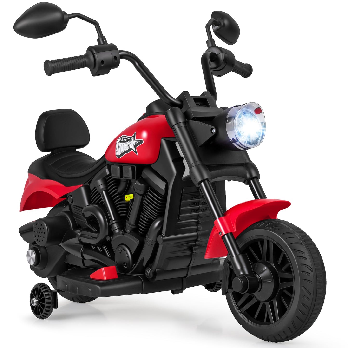 6V Kids Motorcycle with Headlight and Music and Training Wheels