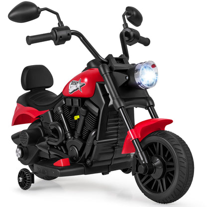 6V Kids Motorcycle with Headlight and Music and Training Wheels