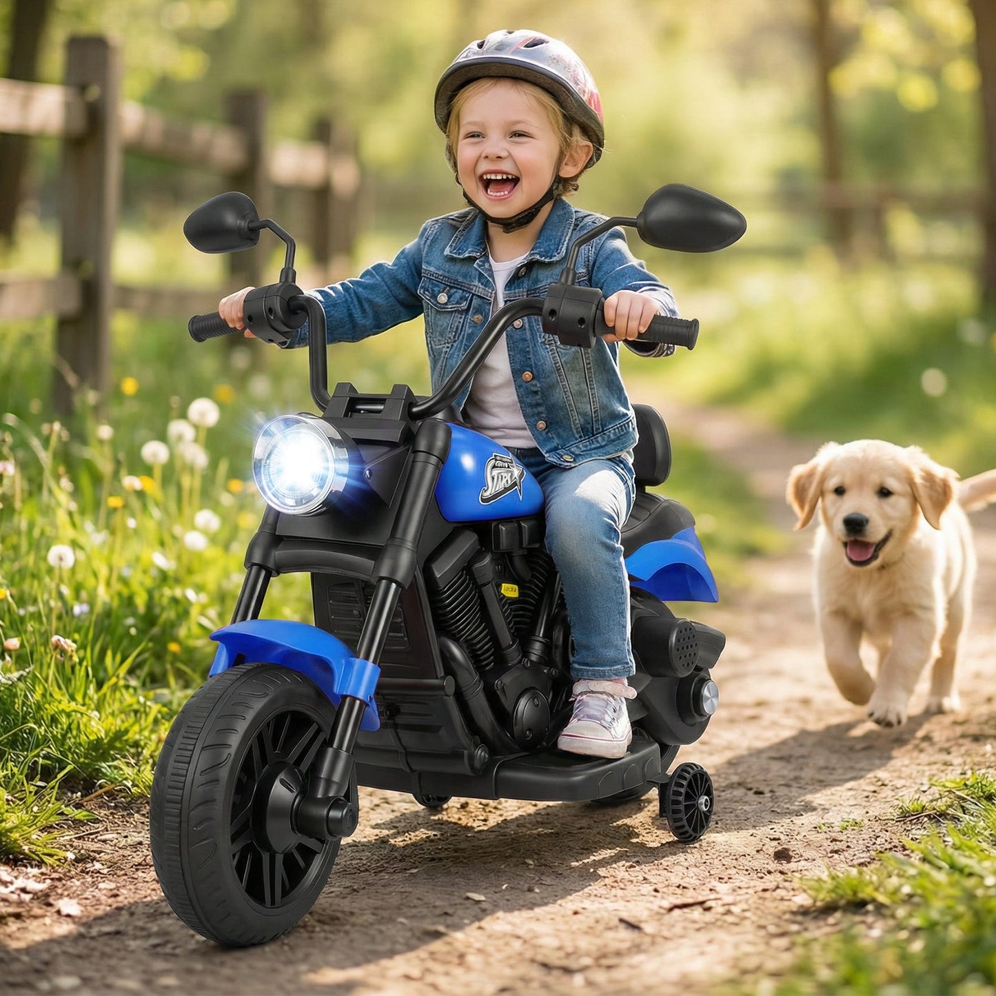 6V Kids Motorcycle with Headlight and Music and Training Wheels