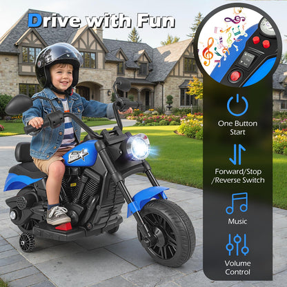 6V Kids Motorcycle with Headlight and Music and Training Wheels