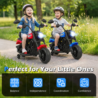 6V Kids Motorcycle with Headlight and Music and Training Wheels