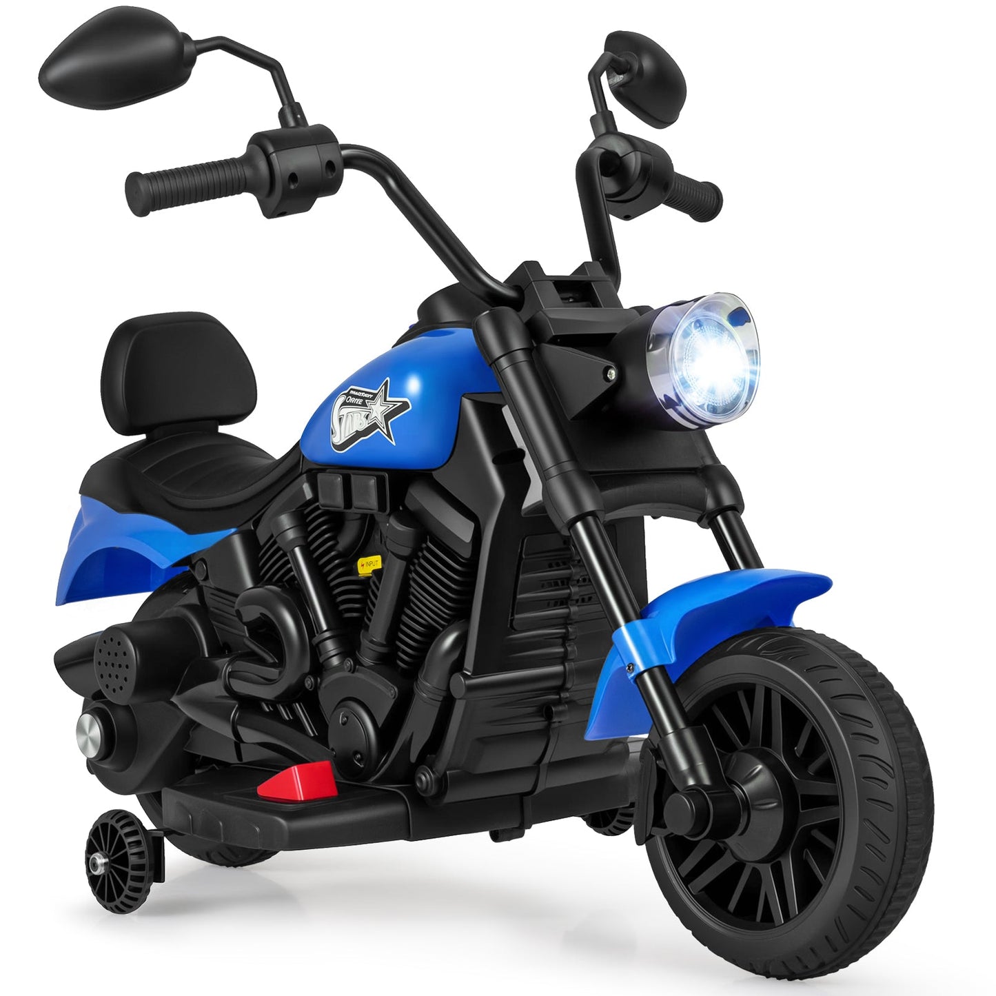 6V Kids Motorcycle with Headlight and Music and Training Wheels