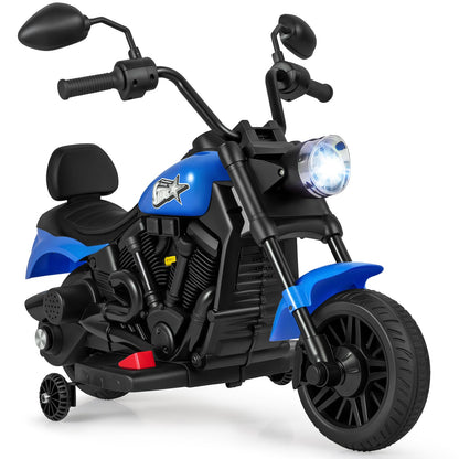6V Kids Motorcycle with Headlight and Music and Training Wheels