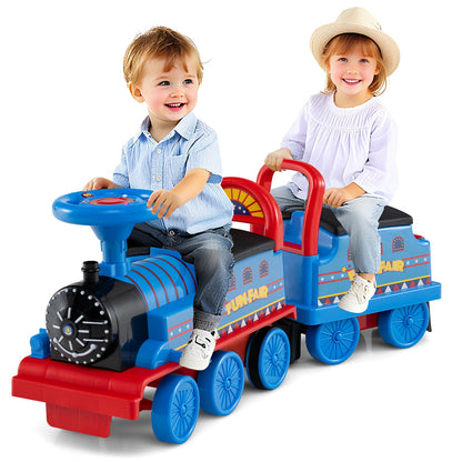 6V Ride on Train 2-Seater with Carriage and Flashing LED Lights