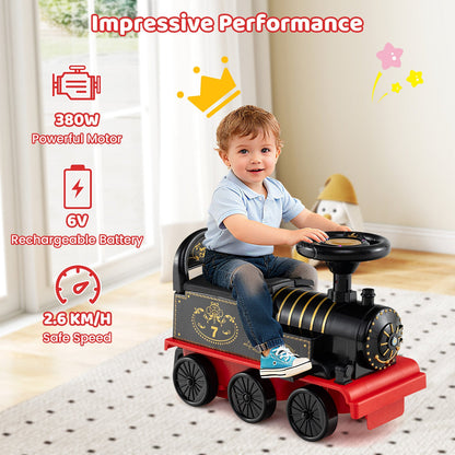 6V Ride on Train 2-Seater with Carriage and Flashing LED Lights
