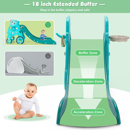 4-in-1 Foldable Baby Slide Toddler Climber Slide PlaySet with Ball