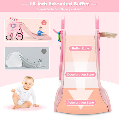 4-in-1 Foldable Baby Slide Toddler Climber Slide PlaySet with Ball