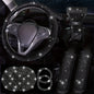 Diamond Set Leather Steering Wheel Cover Rhinestones Steering Wheel Cover With Crystal Breathable Anti-Slip Steering Wheel Protector Diamond Sparkling Car Steering Wheel Protector Vehicle Car Bling Steering Wheel Cover for Women Girls