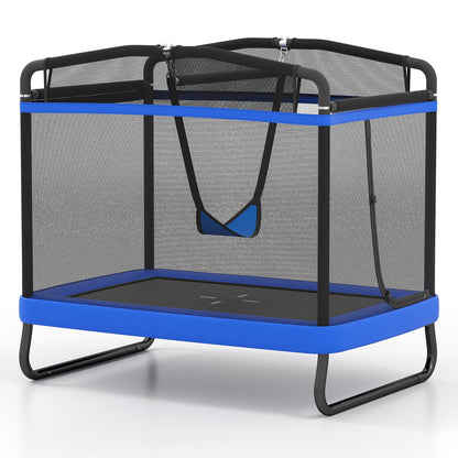 6 FT Kids Trampoline with Swing and Horizontal Bar Small Rectangle Trampoline