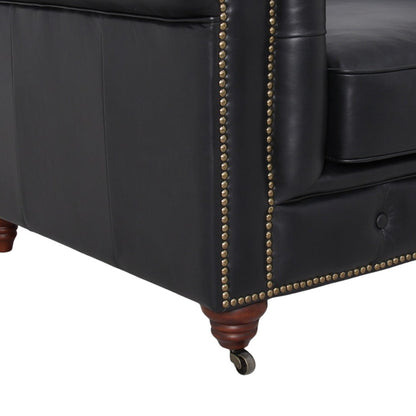 Belgravia Chesterfield Top Grain Leather Sofa with Tufted Back & Rolled Arms