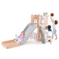 6-in-1 Toddler Slide L-shaped Playground with Basketball Hoop and Ladder