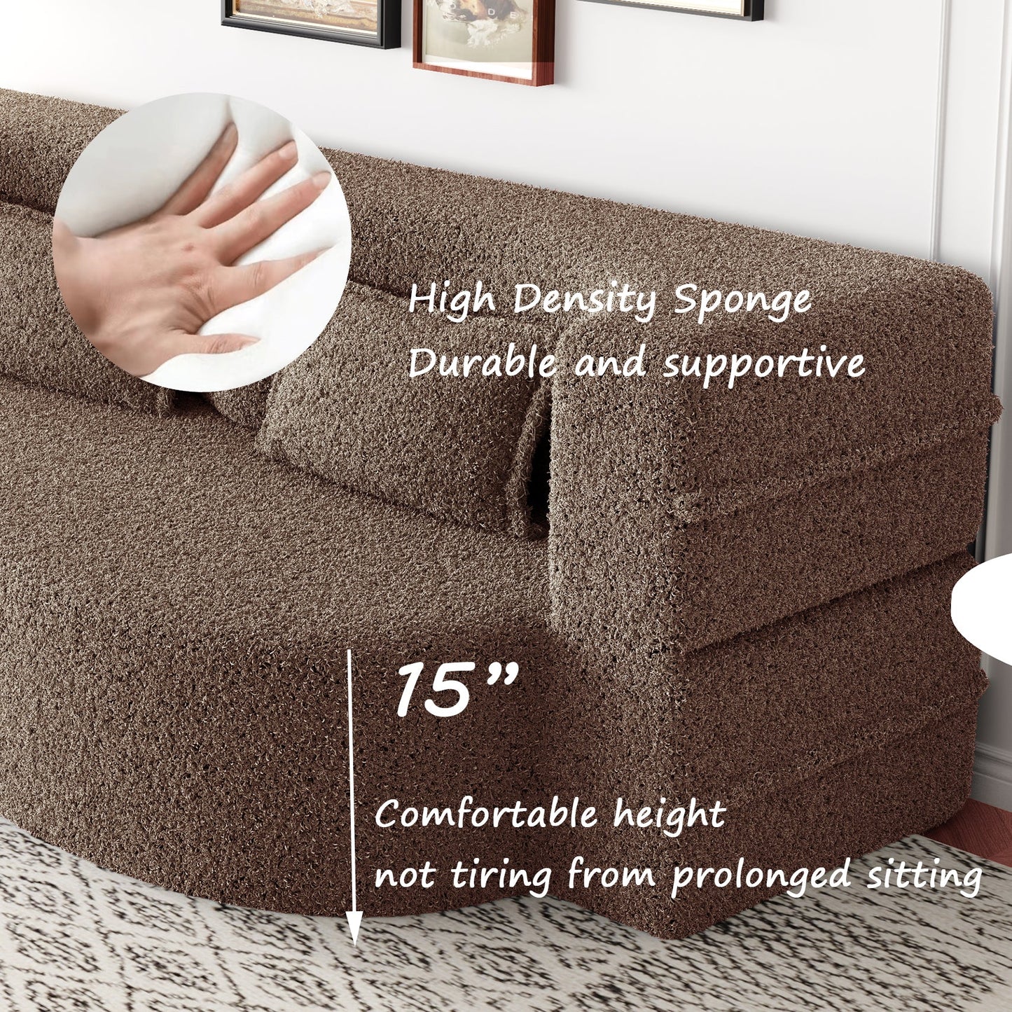 Modern Floor Sofa with 2 Pillows