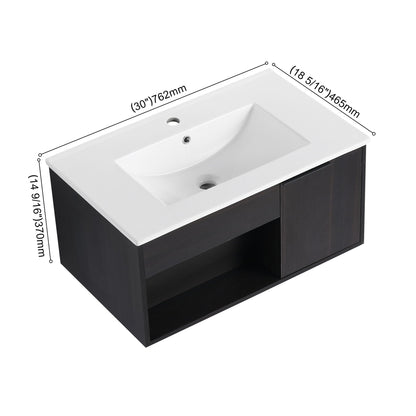 Wall Mounted Floating Bathroom Vanity With Open Shelf & Soft Close Door